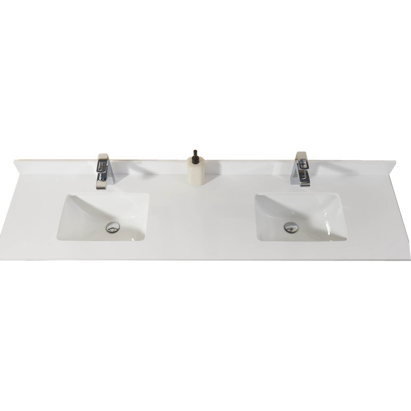 MEBO 71'' Double Bathroom Vanity Top in White with Sink Wayfair